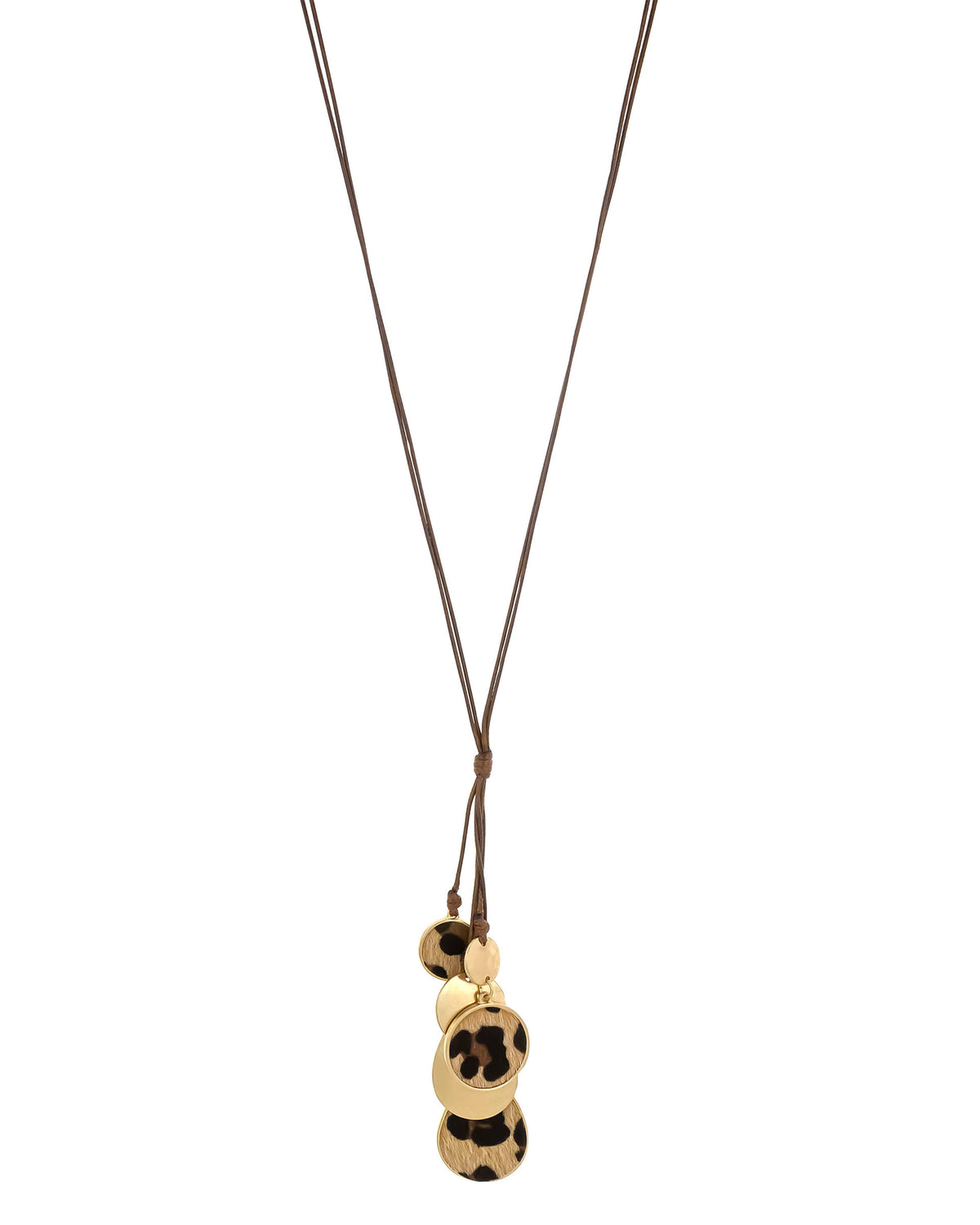 Leopard Double Teardrop Necklace displayed on white background – Dauplaise Jewelry
