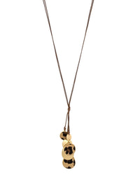 Leopard Double Teardrop Necklace displayed on white background – Dauplaise Jewelry