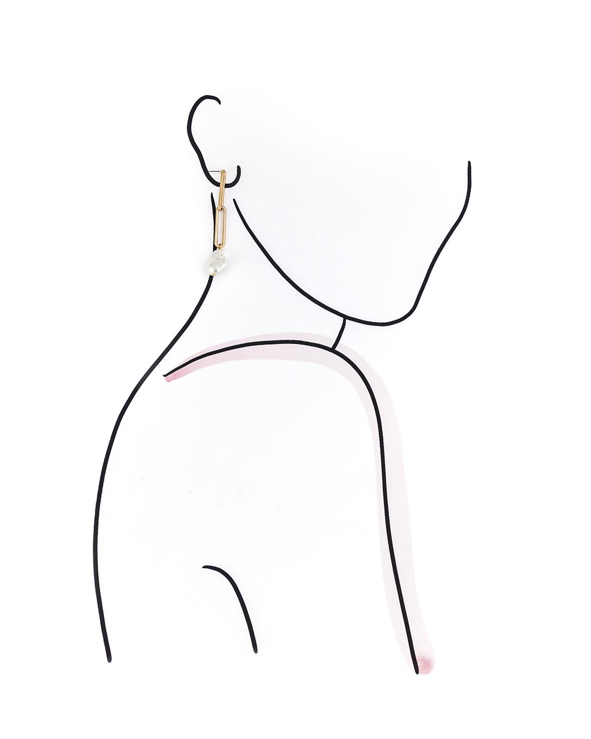 Earring on a mannequin with a white background