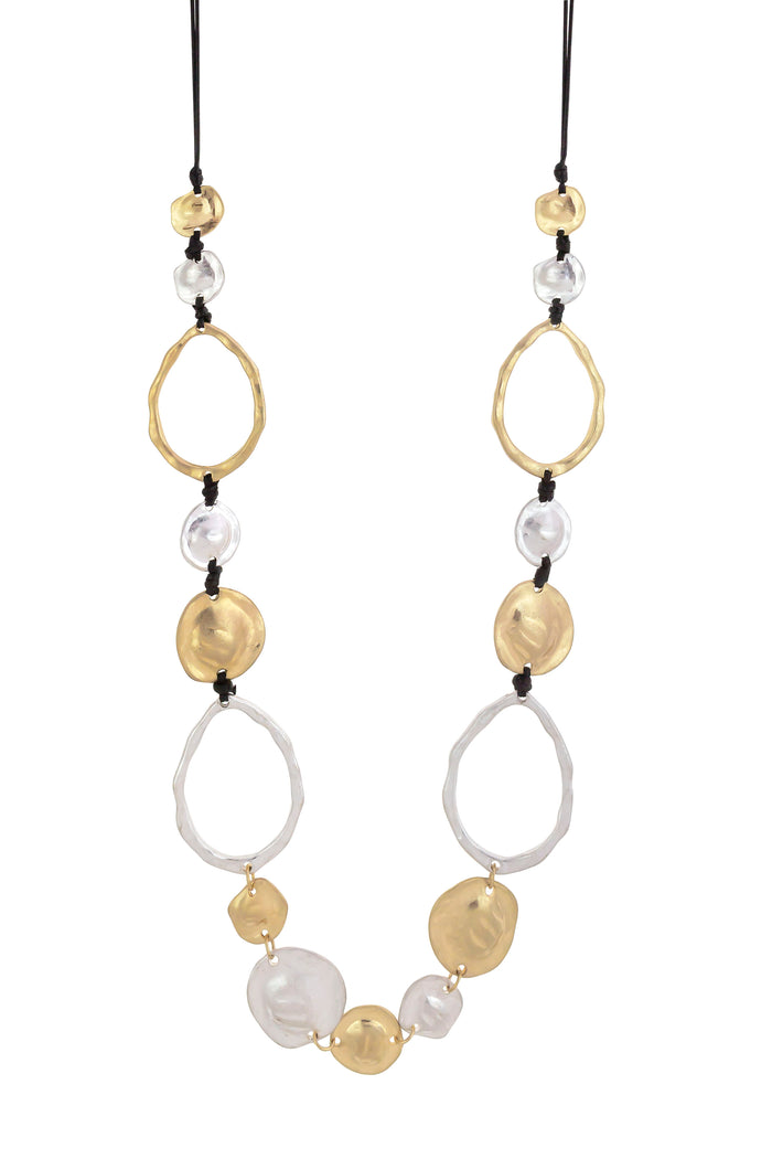 Two-tone metal open-link long necklace – Dauplaise Jewelry