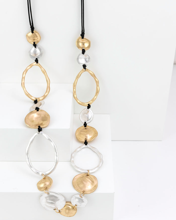 Two-tone metal open-link long necklace – Dauplaise Jewelry