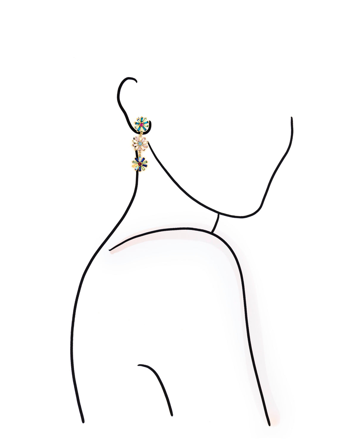 floral design earrings on a white background