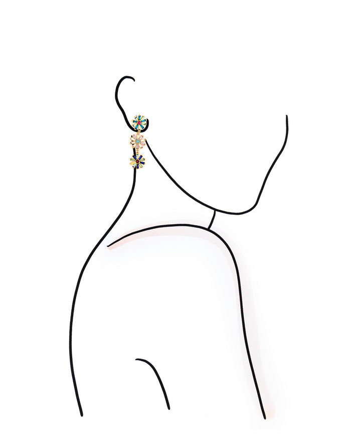 floral design earrings on a white background