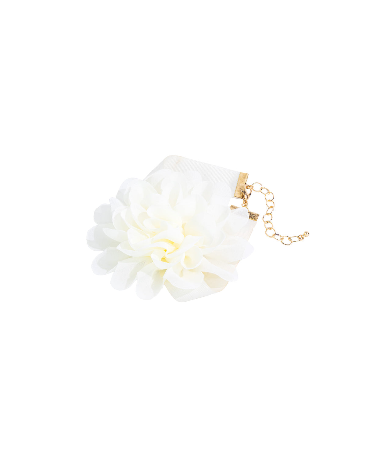 Sydney's Cream Chiffon Flower Choker displayed on white background – Dauplaise Jewelry