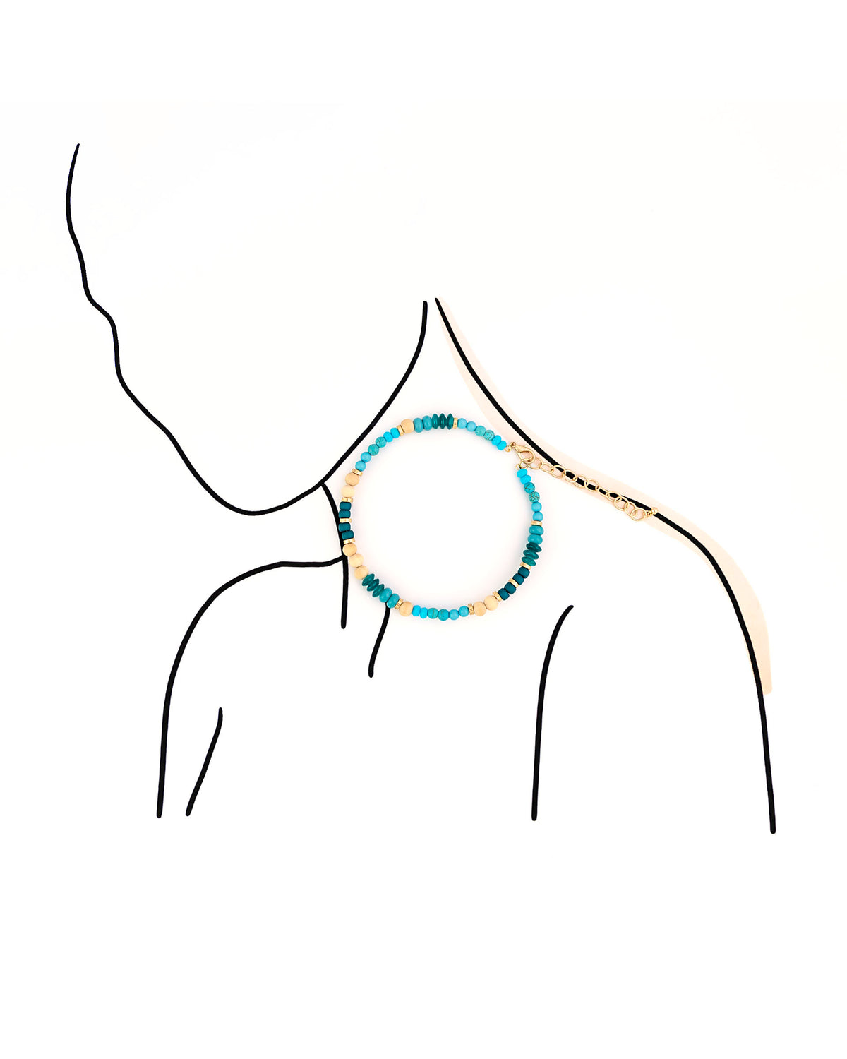 Necklace with multicolored beads on a white background