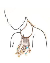 Necklace with multiple shell pendants on a white background