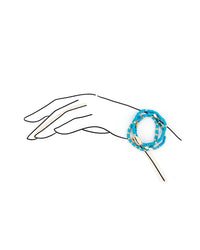 Blue beaded bracelet on a hand illustration against a white background