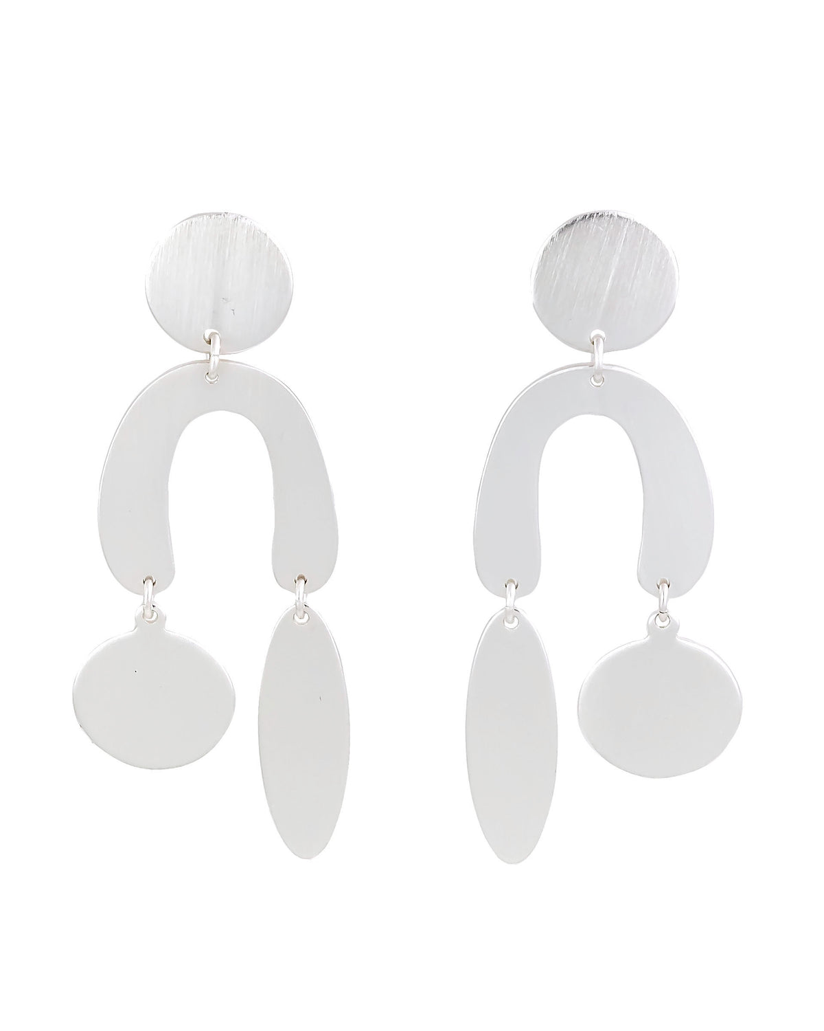Timeless Silver-Tone Drop Earrings displayed on white background – Dauplaise Jewelry