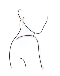 black and white outline of a model wearing gold and pearl earrings