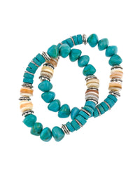 Vibrant Harmony Turquoise Beaded Bracelet displayed on white background – Dauplaise Jewelry