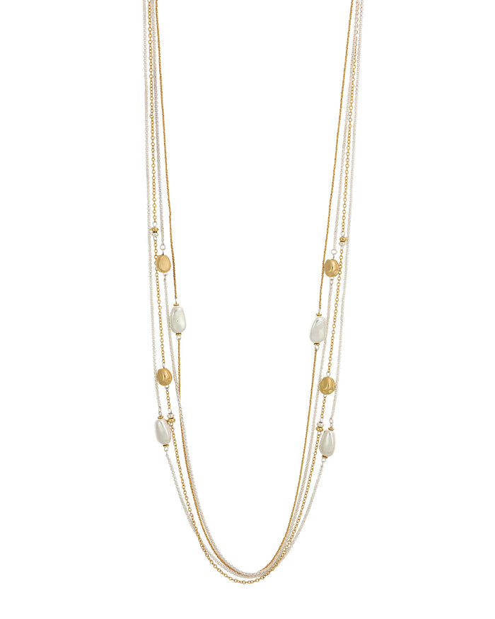Radiant Fusion Nugget Station Necklace displayed on white background – Dauplaise Jewelry