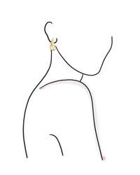 Model outline wearing a gold-tone drop stud earring