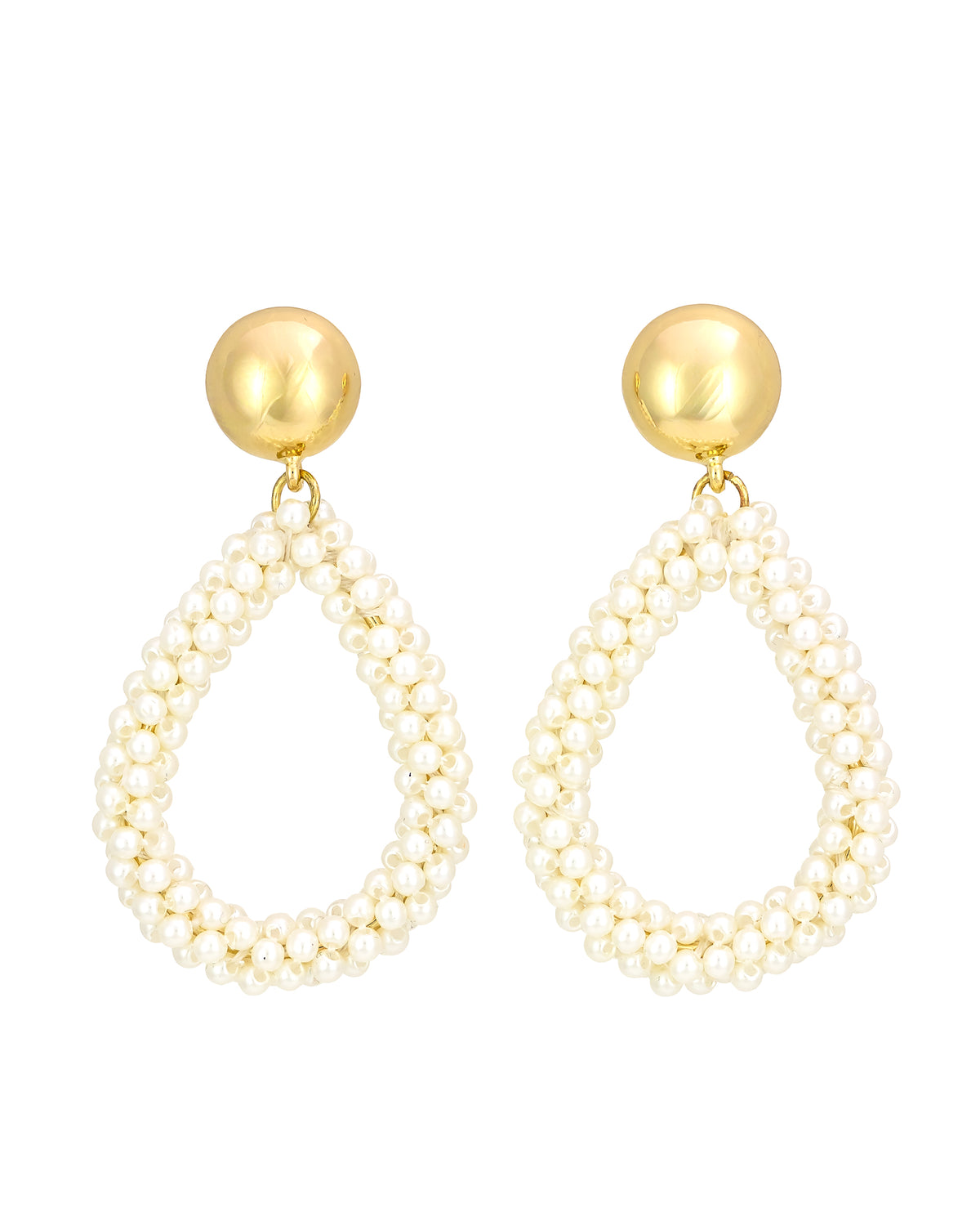 Natural LustreLoops Teardrop Earrings displayed on white background – Dauplaise Jewelry