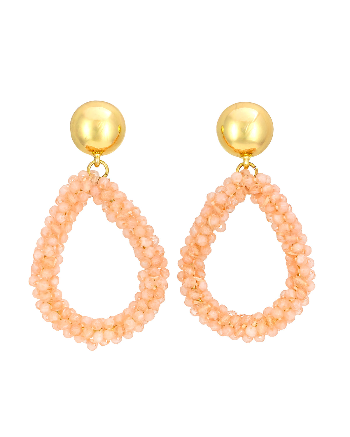 Pink LustreLoops Teardrop Earrings displayed on white background – Dauplaise Jewelry
