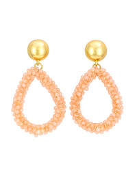 Pink LustreLoops Teardrop Earrings displayed on white background – Dauplaise Jewelry