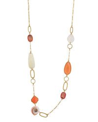 Coral Cascade Multi-Linked Necklace displayed on white background – Dauplaise Jewelry