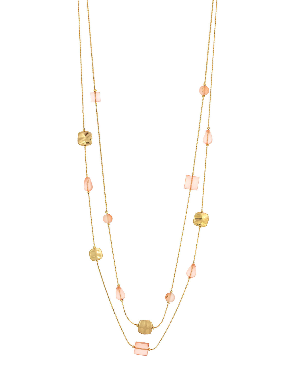 Ethereal Coral Glow Illusion Necklace displayed on white background – Dauplaise Jewelry