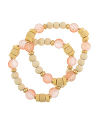 Harmony Glow Neutral Beaded Bracelet displayed on white background – Dauplaise Jewelry