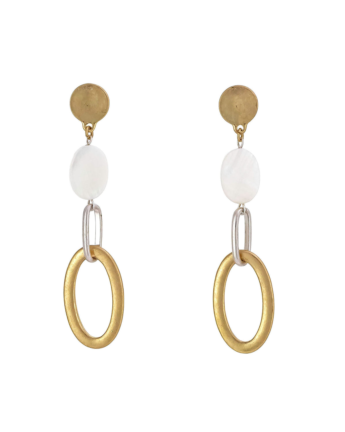 Silver Frost Open-Link Earrings displayed on white background – Dauplaise Jewelry