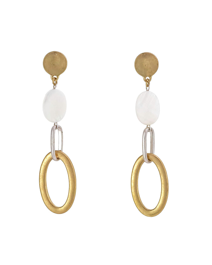 Silver Frost Open-Link Earrings displayed on white background – Dauplaise Jewelry