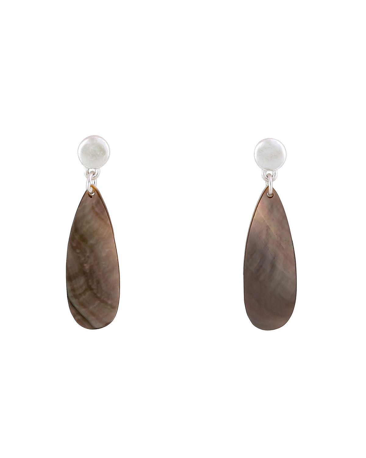 Seaside Serenity Shell Disc Earrings displayed on white background – Dauplaise Jewelry