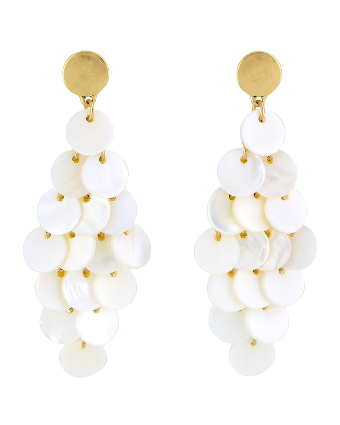 Golden Seashell Radiance Earrings displayed on white background – Dauplaise Jewelry