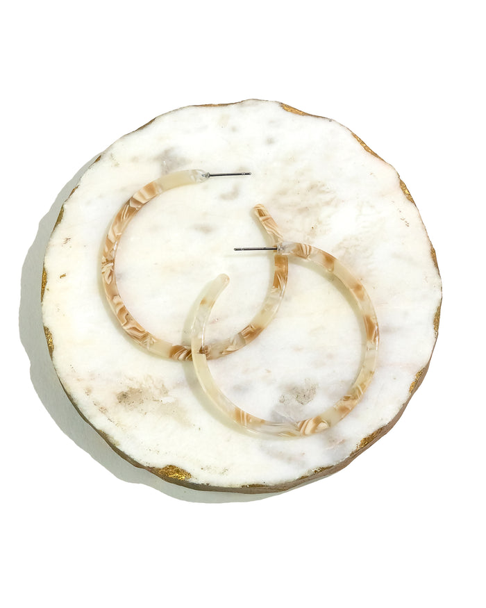 Coral Mist Multi-Lucite Hoop Earrings