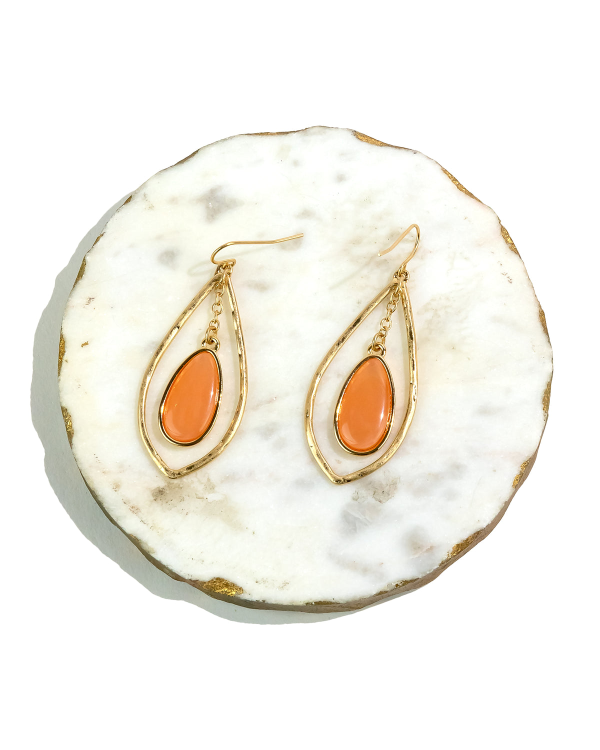 Coral Harmony Teardrop Earrings