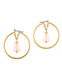 Coral Cascade Chain Hoop Earrings displayed on white background – Dauplaise Jewelry