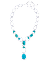 Ocean Breeze Turquoise Cascade Necklace displayed on white background – Dauplaise Jewelry