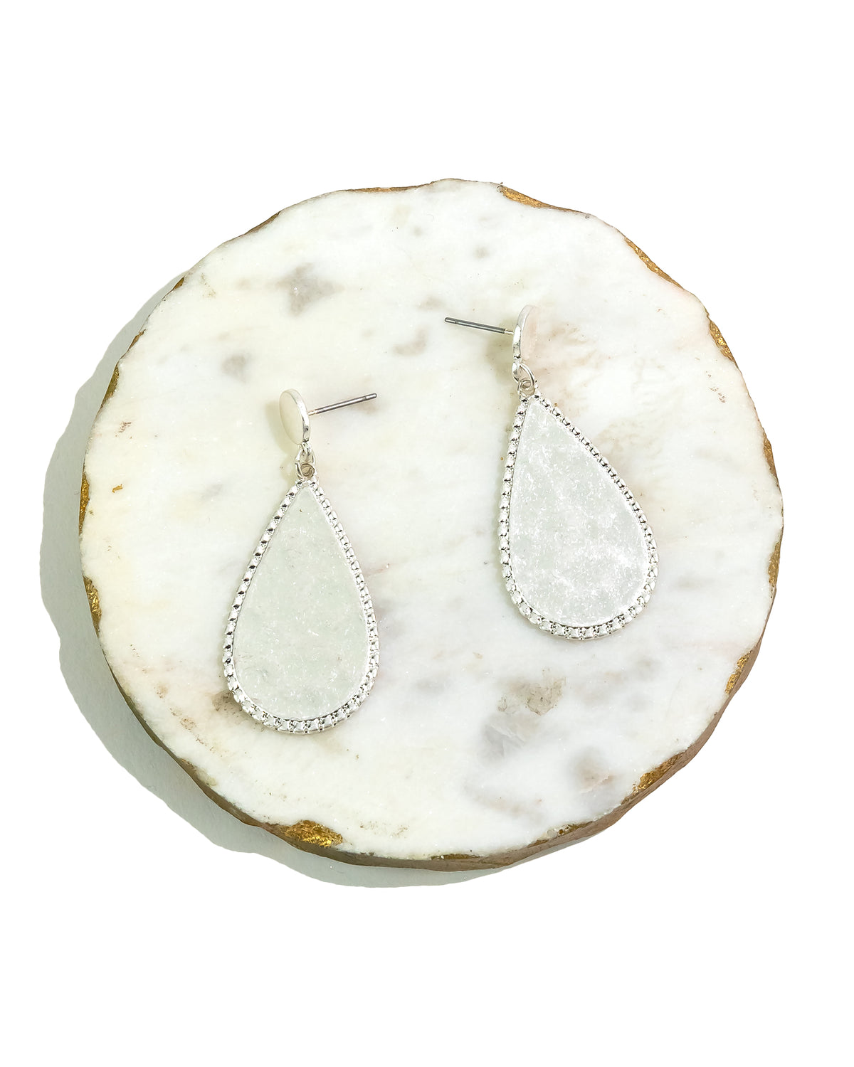 Serene Elegance Beaded Teardrop Disc Earrings