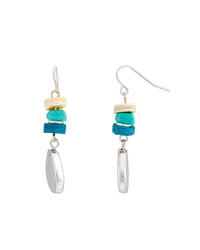 Boho Turquoise Bliss Teardrop Earrings displayed on white background – Dauplaise Jewelry