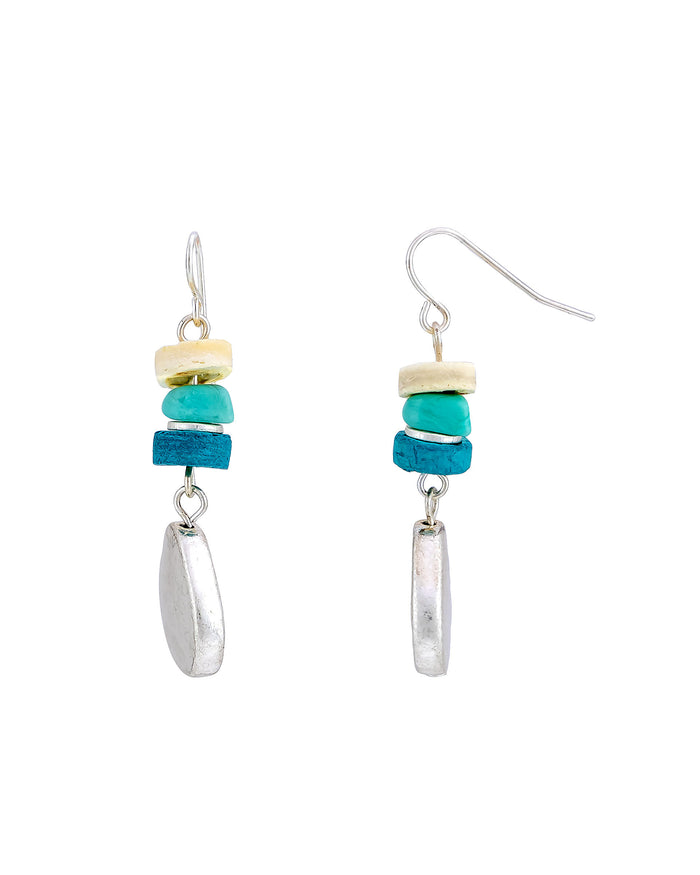 Boho Turquoise Bliss Teardrop Earrings displayed on white background – Dauplaise Jewelry