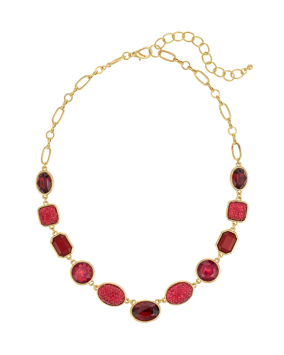 Crimson Majesty Necklace displayed on white background – Dauplaise Jewelry