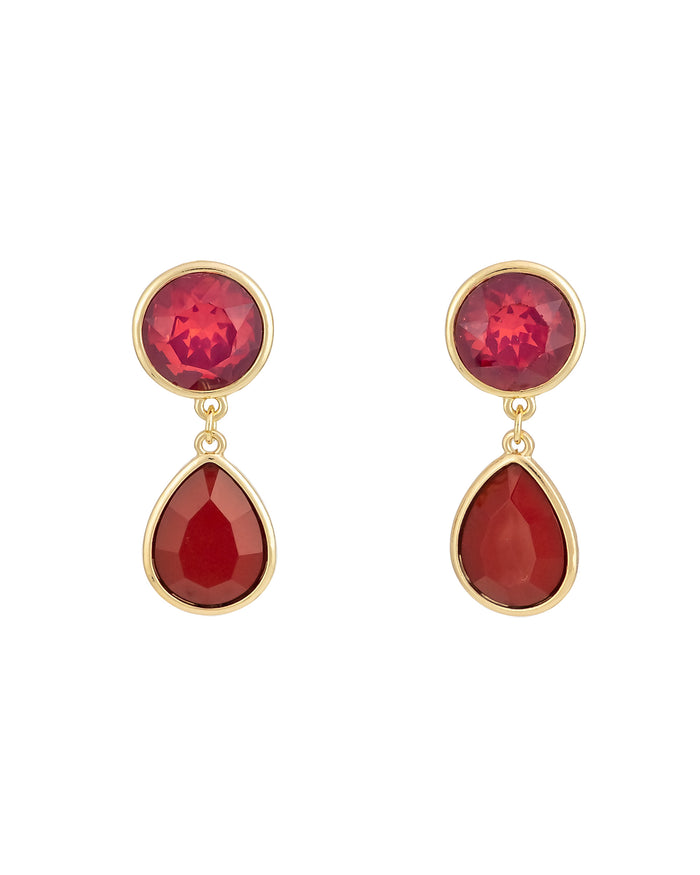 Radiant Rouge Clip Earrings displayed on white background – Dauplaise Jewelry