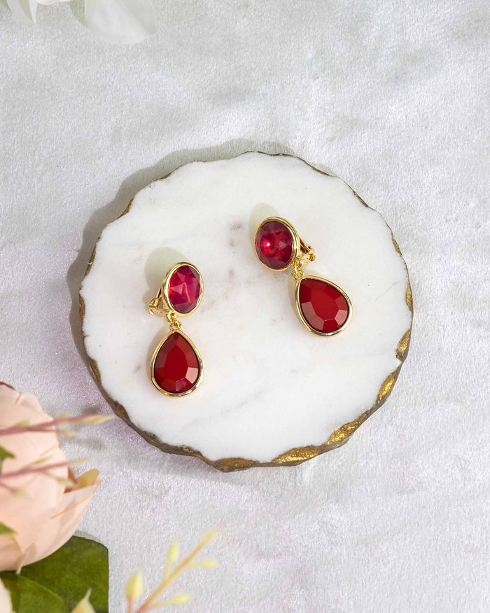 Radiant Rouge Clip Earrings
