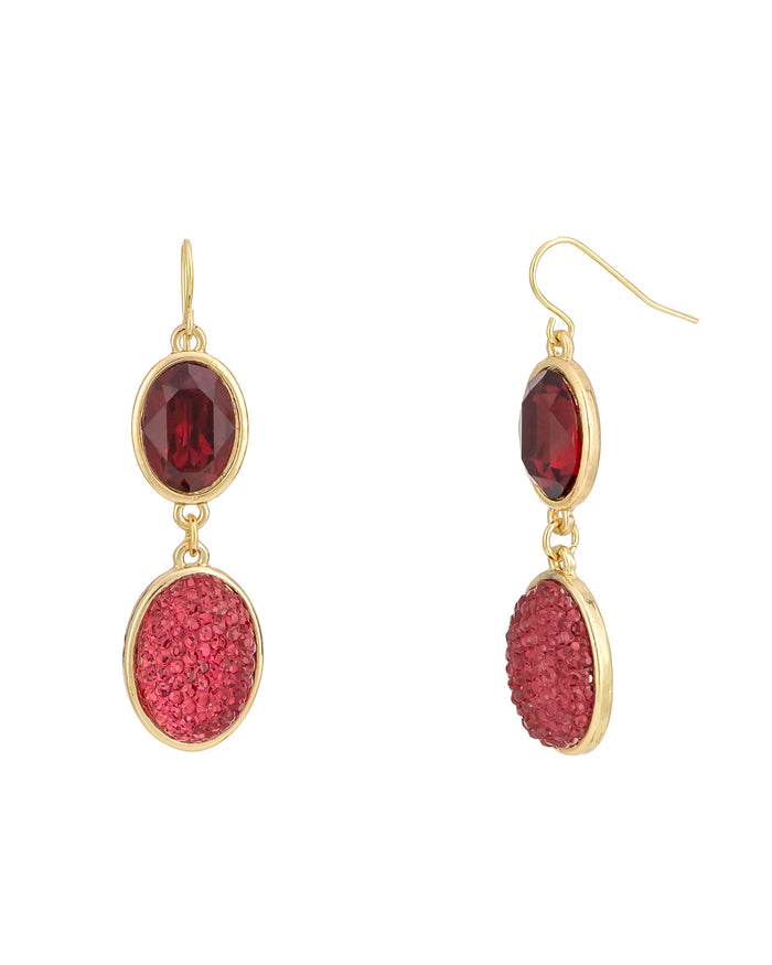 Crimson Cascade Earrings displayed on white background – Dauplaise Jewelry