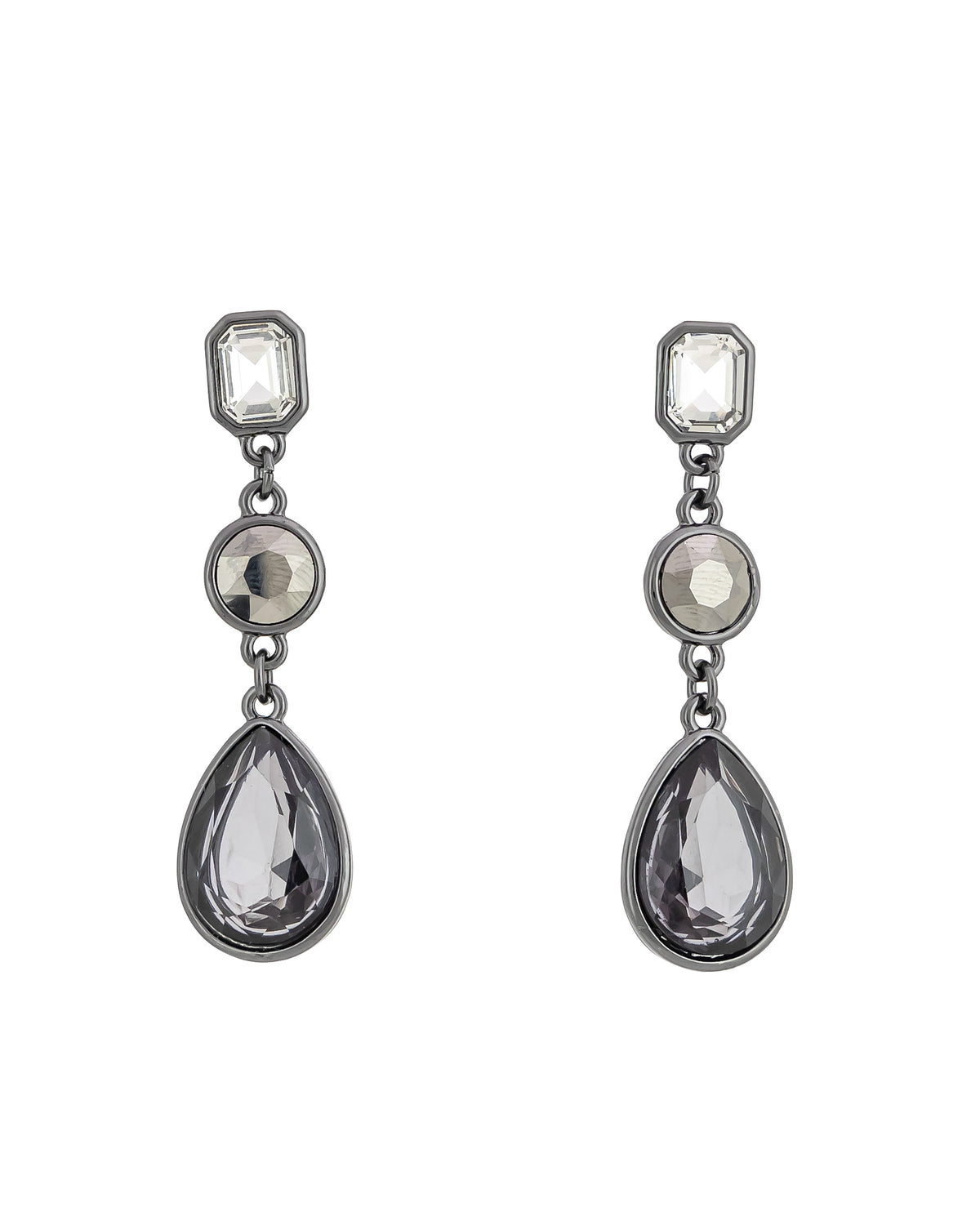 Obsidian Elegance Earrings displayed on white background – Dauplaise Jewelry