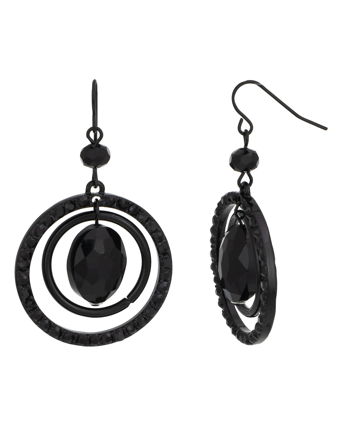 Jet Eclipse Hoops displayed on white background – Dauplaise Jewelry