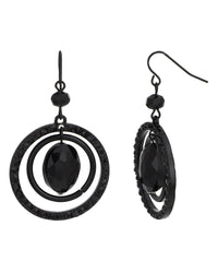Jet Eclipse Hoops displayed on white background – Dauplaise Jewelry