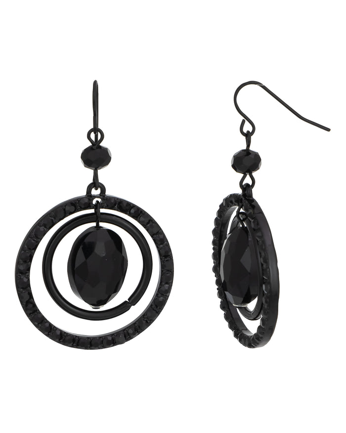 Jet Eclipse Hoops displayed on white background – Dauplaise Jewelry