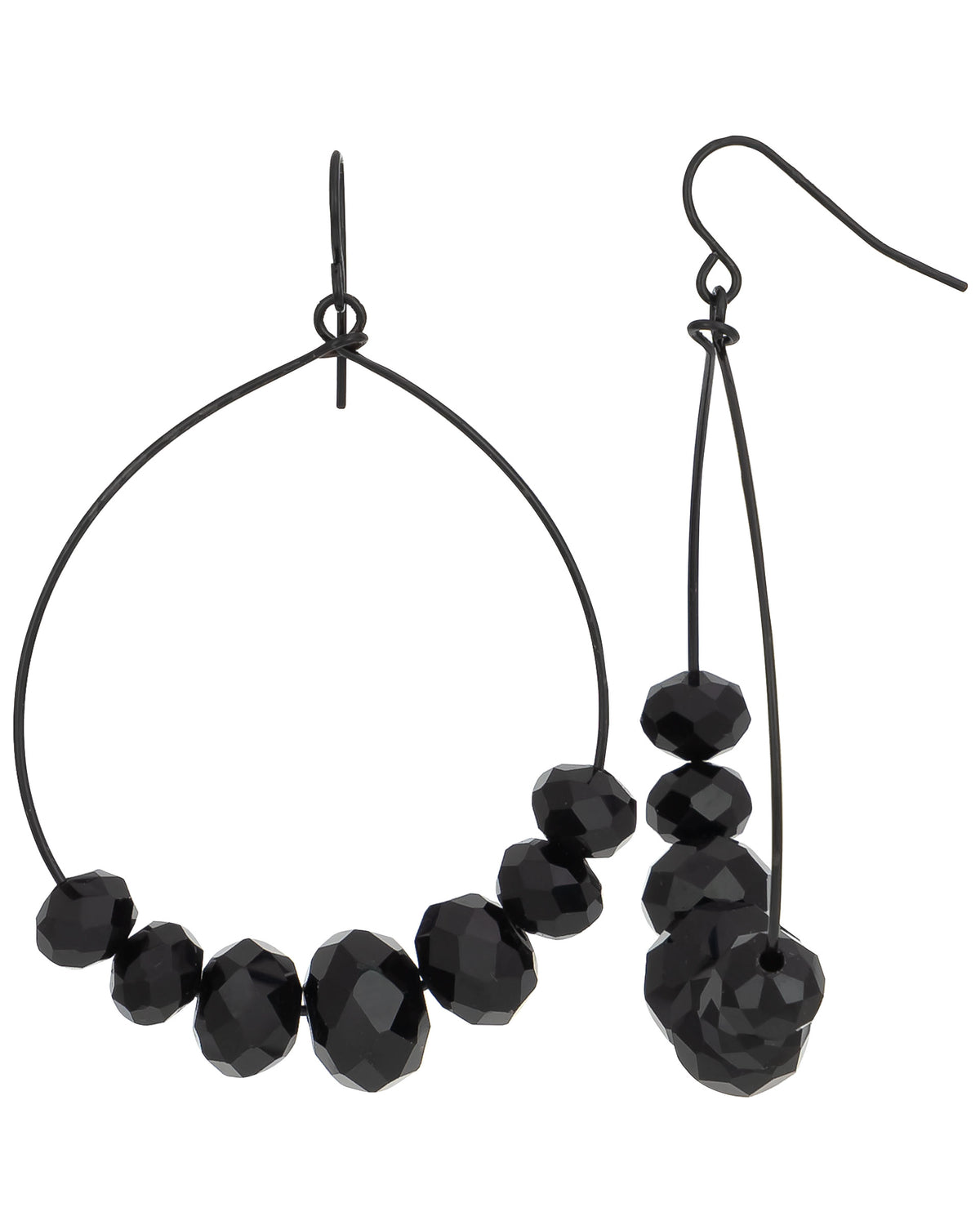 Midnight Cascade Hoops displayed on white background – Dauplaise Jewelry