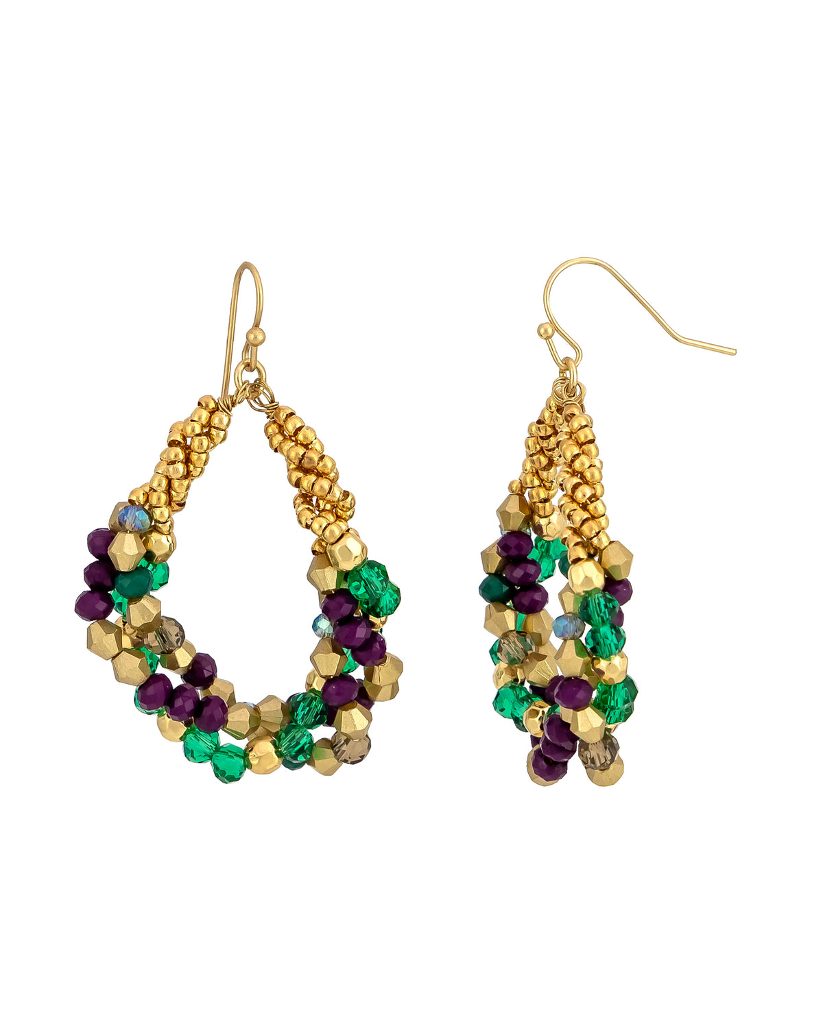 Prismatic Glamour Hoops displayed on white background – Dauplaise Jewelry