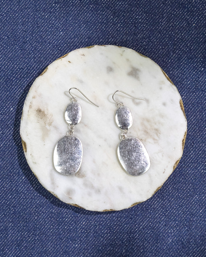 Silver-Tone Double Oval Drop Earrings