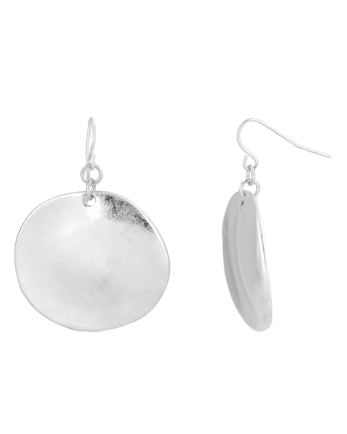 Casual silver-tone disc drop earrings with polished finish – Dauplaise Jewelry