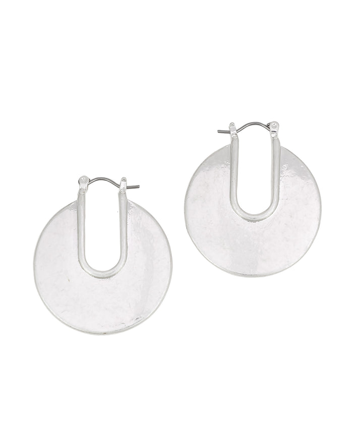 Textured Silver-Tone Hoop Earrings displayed on white background – Dauplaise Jewelry