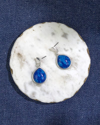 Blue Stone Teardrop Stud Earrings