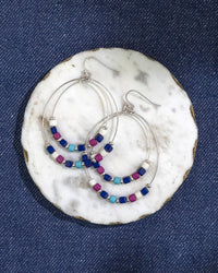 Multicolor Beaded Double Hoop Earrings