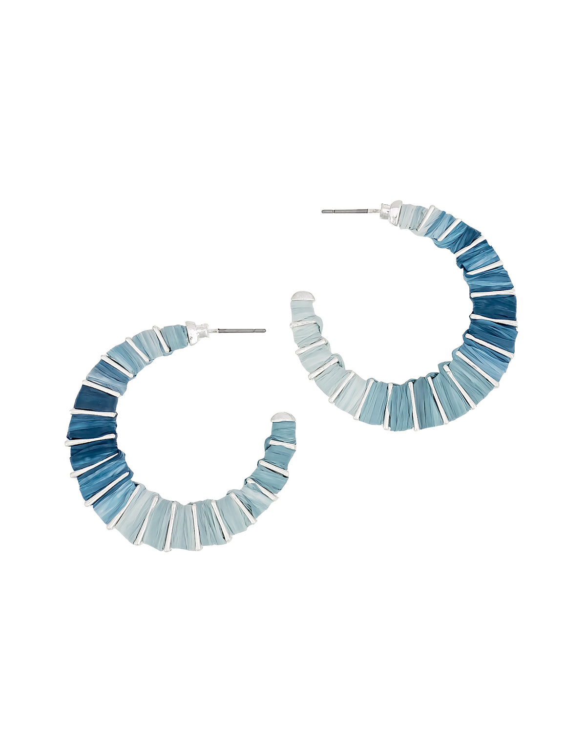 Ombre Blue Hoop Earrings displayed on white background – Dauplaise Jewelry