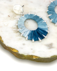 Blue Ombre Circle Stud Earrings